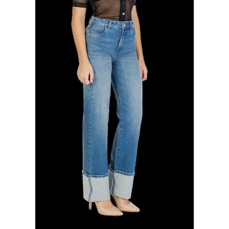 Hochgeschnittene, schmal geschnittene blaue Baumwolljeans für Damen von Colcci mit hochgekrempelten Beinabschlüssen und schmaler Passform
