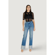 Hochgeschnittene, schmal geschnittene blaue Baumwolljeans mit umgeschlagenen Säumen für Damen von Colcci, Vorderansicht