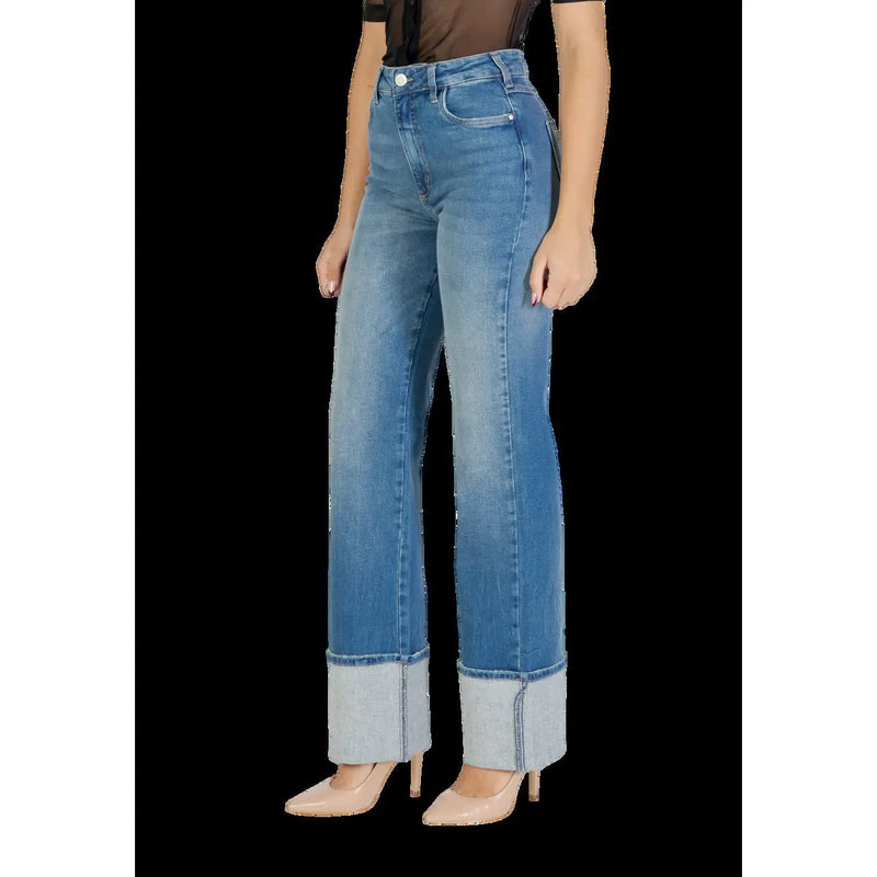 Colcci Damenjeans, blaue Baumwolljeans, schmal geschnitten, hochgeschnittene Jeans mit umgeschlagenen Säumen