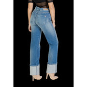 Rückseite der Colcci Damenjeans, blaue Baumwollhose in schmaler Passform mit mittelblauer Waschung und umgeschlagenen Säumen