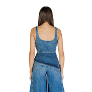 Colcci Damen-Tanktop aus hellblauem Denim top mit eckigem Ausschnitt und tailliertem Bund, Artikel 036.11