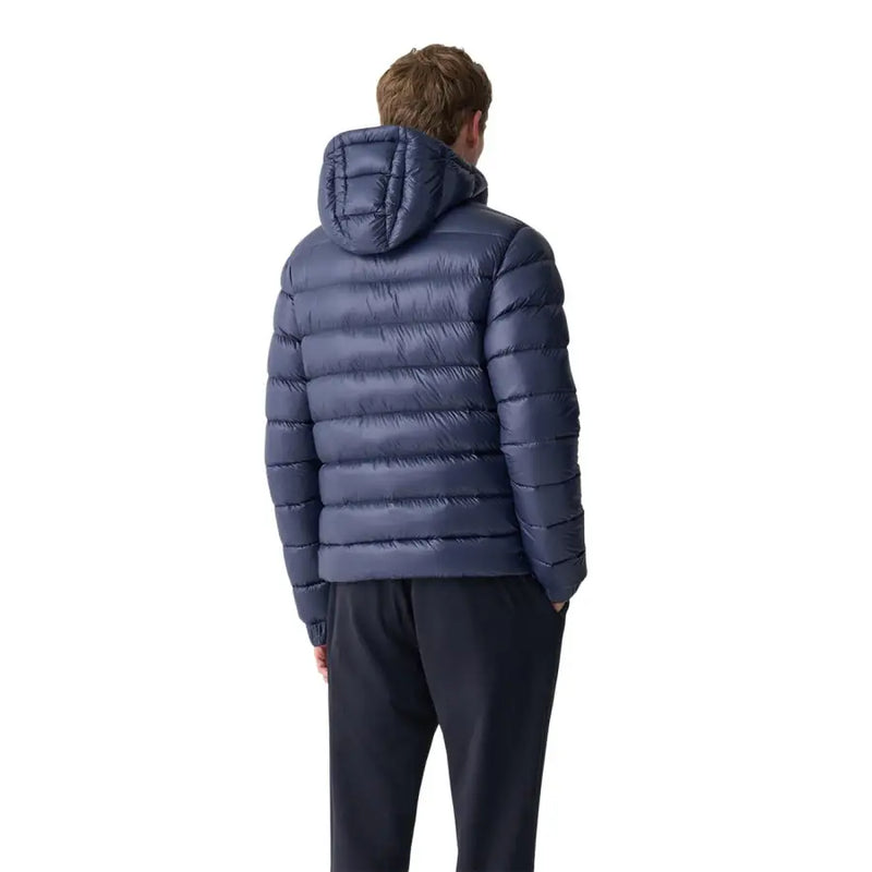 Navy blue quilted puffer jacket with hood in polyamide from Colmar Originals for men, front view