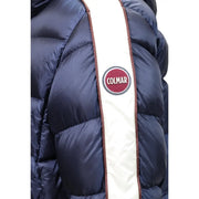 Colmar Originals Steppjacke für Herren in Marineblau mit weißem Längsstreifen und braunem Besatz, Vorderansicht