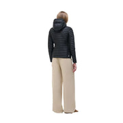 Schwarze, gesteppte Nylon-Daunenjacke mit Kapuze von Colmar Originals für Damen, von hinten gesehen