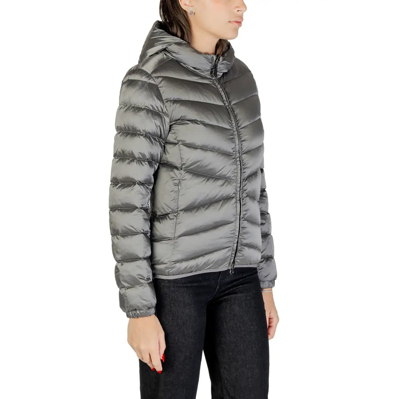 Colmar Originals Damen-Kapuzenjacke aus Polyester in Grau mit elegantem, metallisch-grauem Steppmuster