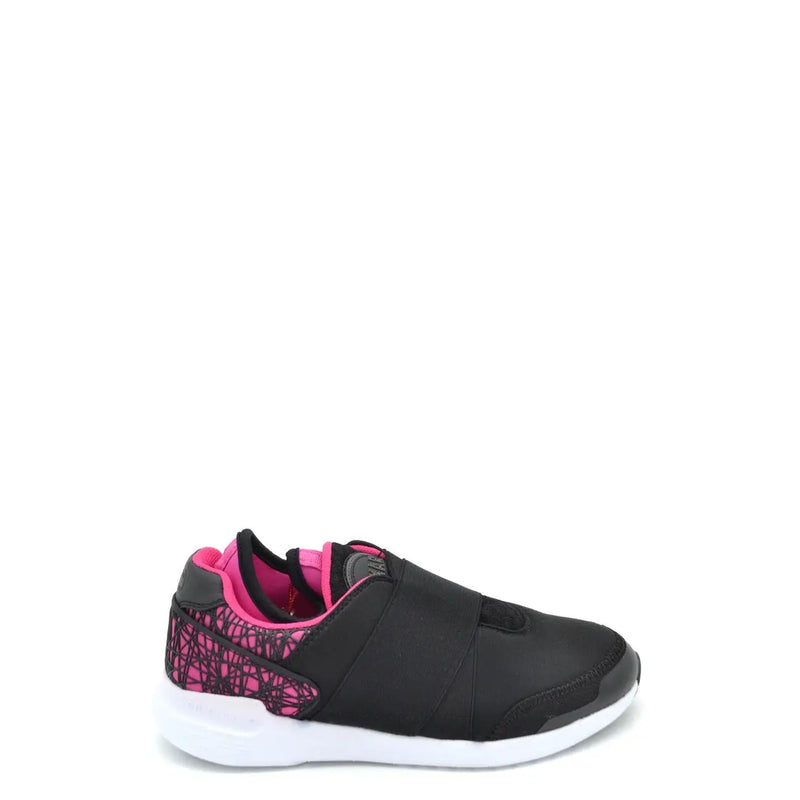 Colmar women slip on nylon sneakers black with pink geometric pattern and white rubber sole for sporty use