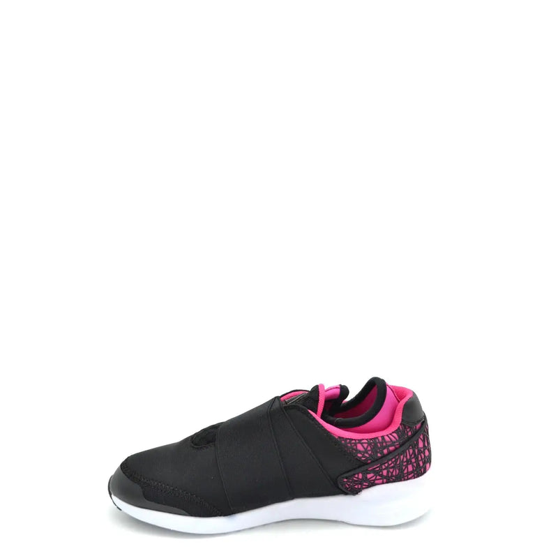 Colmar women slip on nylon sneaker in black and pink with mesh panels and a sleek modern design for sporty use