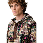 Columbia Brauner Herren-Fleece-Hoodie mit farbenfrohem geometrischem Muster aus Polyester in Braun, Grün, Rosa und Beige