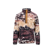 Columbia Herren-Fleece-Sweatshirt, brauner Kapuzenpullover aus Polyester mit malerischem Bergmotiv in Beige, Lila und Schwarz
