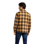 Columbia Braune Herrenhemdjacke aus Polyester mit langen Ärmeln in gelb-braun kariertem, weichem Webstoff