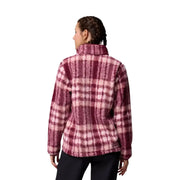 Columbia Herren-Fleece-Kapuzenjacke mit durchgehendem Reißverschluss in den Karomustern Bordeauxrot und Rosa aus Polyester mit kuscheliger Plüschtextur