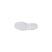 White rubber shoe sole with geometric tread pattern of converse women black fabric chuck taylor sneakers back side