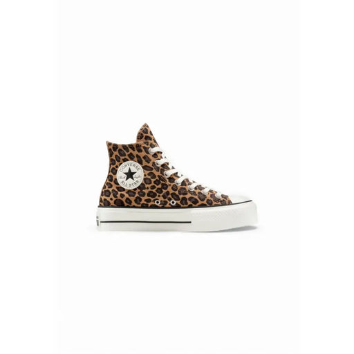 Converse Women Brown Leopard Suede Platform High-Top Sneakers