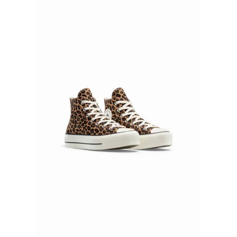 Converse women’s brown leopard suede high-top platform sneakers