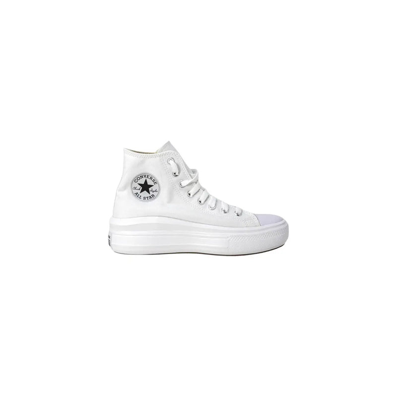 White high-top Converse Women Fabric Platform sneaker with classic canvas upper and rubber sole