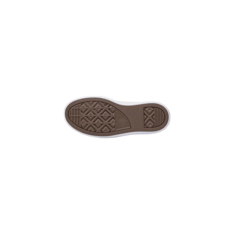 Brown rubber sole with white sidewall and classic diamond tread pattern on converse women fabric platform sneakers white