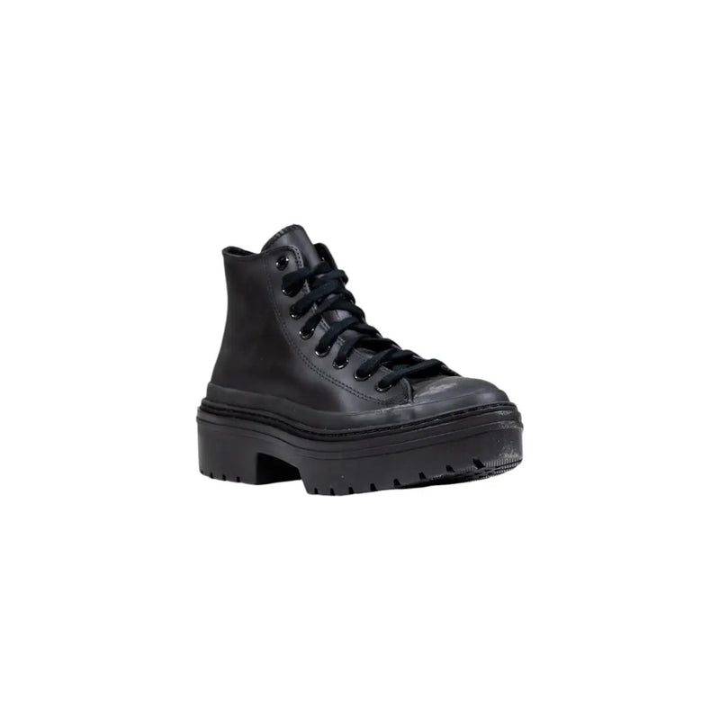 Converse women leather platform ankle boots in black featuring a chunky high-top sneaker design