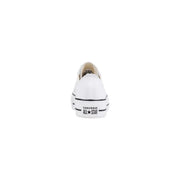 Converse women leather platform sneaker in white with black rubber sole and classic stitching in low-top design