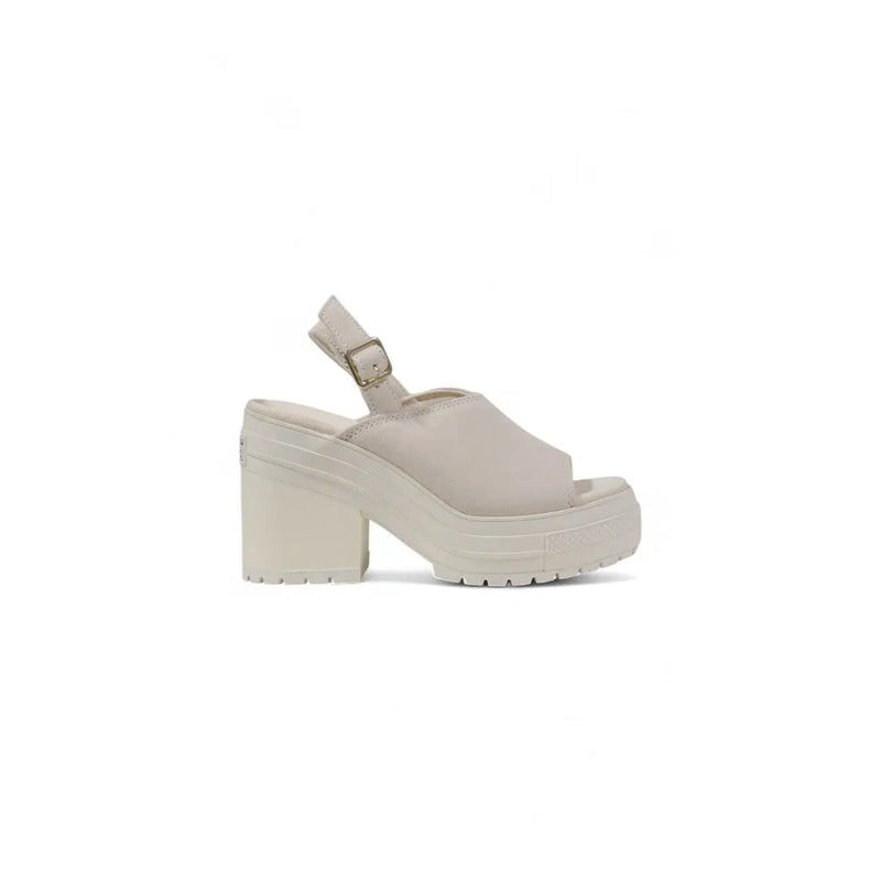 Converse women leather sandals beige chuck 70 cream-colored platform sandal with thick block heel and adjustable ankle strap