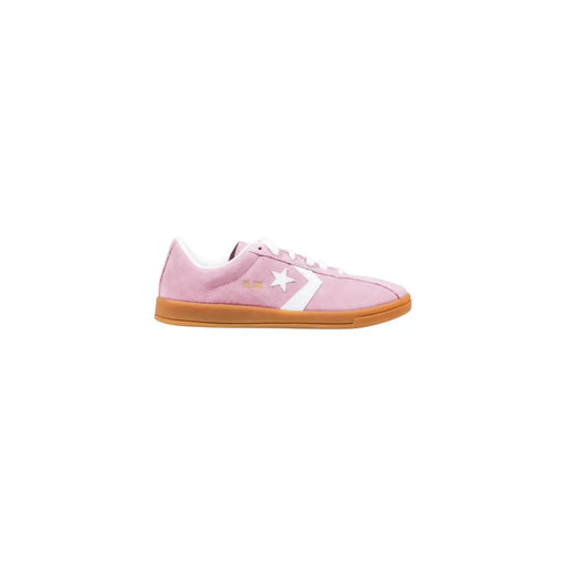Converse Damen-Sneaker aus Leder, Modell Classic Ox, in Rosa-Wildleder mit weißem Sternenstreifen und hellbrauner Gummisohle