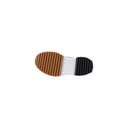 Back view of converse women platform sneakers black fabric run star hike showing tan rubber sole with ridges and white midsole