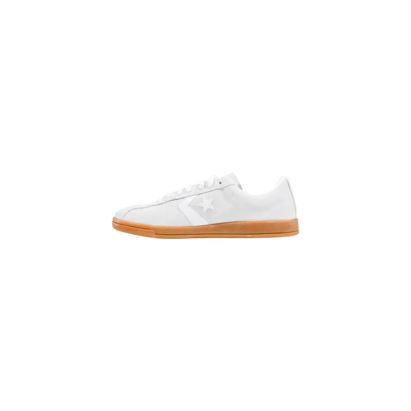 Converse women suede sneakers white with tan rubber sole and classic all star logo on the side