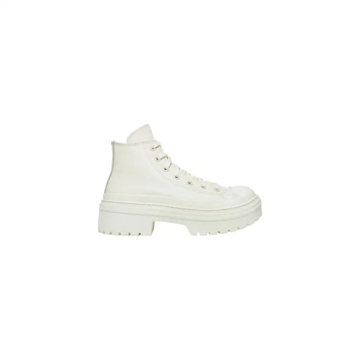 Converse Women White Faux Leather Ankle Boot with Chunky Platform Sole