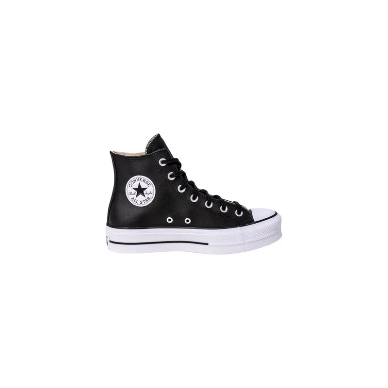 Black Converse All Star high-top sneaker with white rubber sole and star logo in women white polyurethane platform style