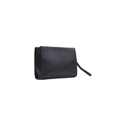 Schwarze Clutch aus Kunstleder von County of Milan für Herren, strukturierte Oberfläche und Handschlaufe, 26 x 19 x 7 cm