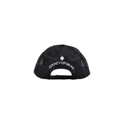 Schwarze Trucker-Kappe aus Baumwollmischgewebe mit weißer Stickerei des Landkreises Mailand und Logo, für Herren.