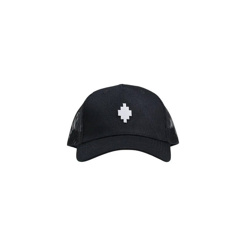 Schwarze Baseballkappe für Herren aus Baumwollmischgewebe der Marke County of Milan mit weißem, pixeligem Diamantlogo auf der Vorderseite