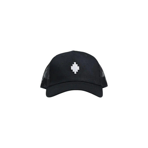 Schwarze Baseballkappe für Herren aus Baumwollmischgewebe der Marke County of Milan mit weißem, pixeligem Diamantlogo auf der Vorderseite