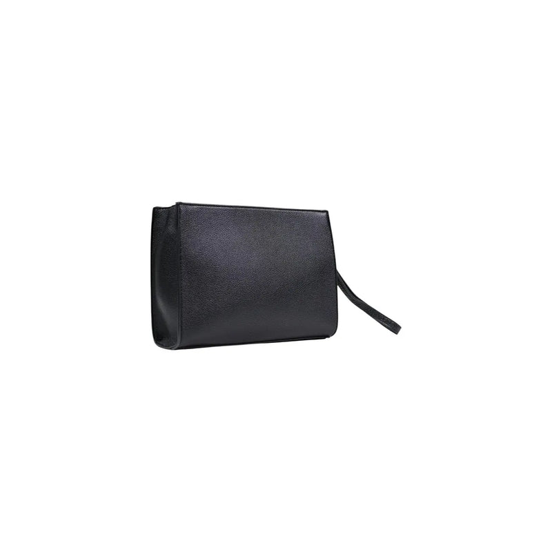 Schwarze Herren-Clutch aus bedrucktem Kunstleder von County of Milan mit strukturierter Oberfläche und Handschlaufe, Maße: 26 x 19 x 7 cm