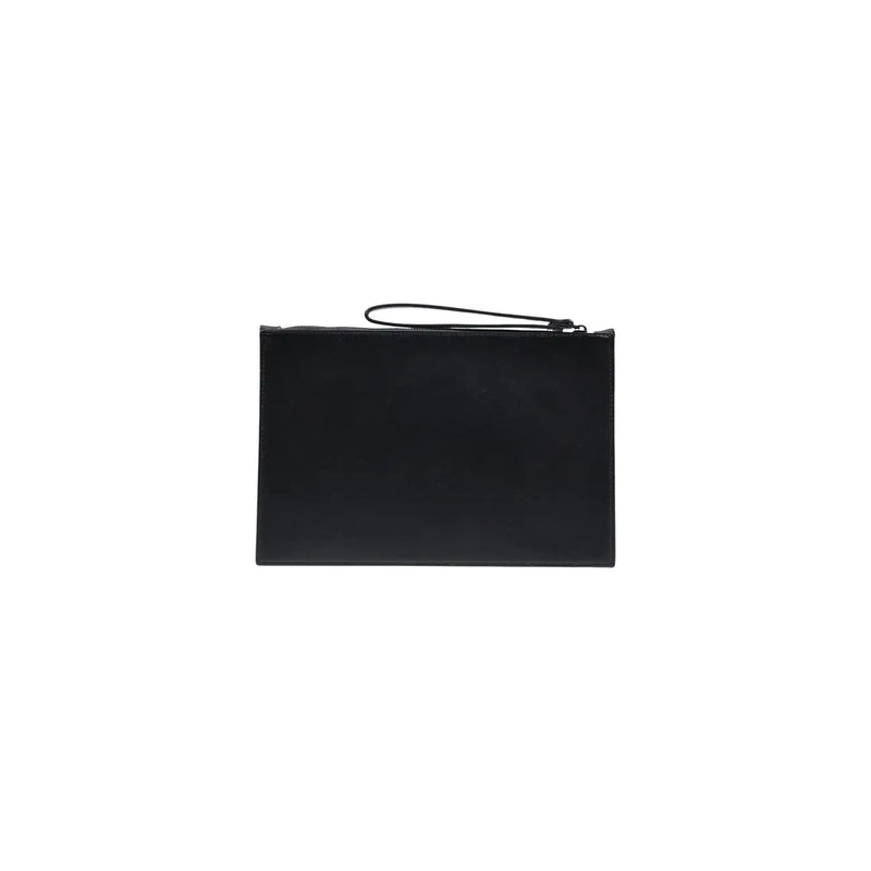 Schwarze Herren-Clutch aus bedrucktem Kunstleder von County of Milan mit minimalistischem Design und Handschlaufe, 30 x 20 cm