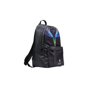 County of Milan Herren-Nylonrucksack, schwarz mit leuchtend schillerndem blaugrünem Flügelmuster auf der Vorderseite, 38 x 42 x 15 cm