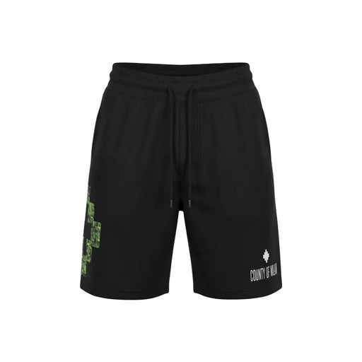 County Of Milan Shorts für Herren in Schwarz mit grünem Pixelkreuz und weißem Logo, Vorderansicht