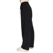 County of Milan women black cotton wide-leg trousers with laces and a drawstring waistband