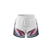 County Of Milan womens cotton white shorts with vibrant pink and blue wing graphics on the sides