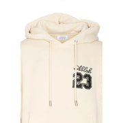 Cream-colored hoodie featuring Abloh 23 design displayed in the product listing