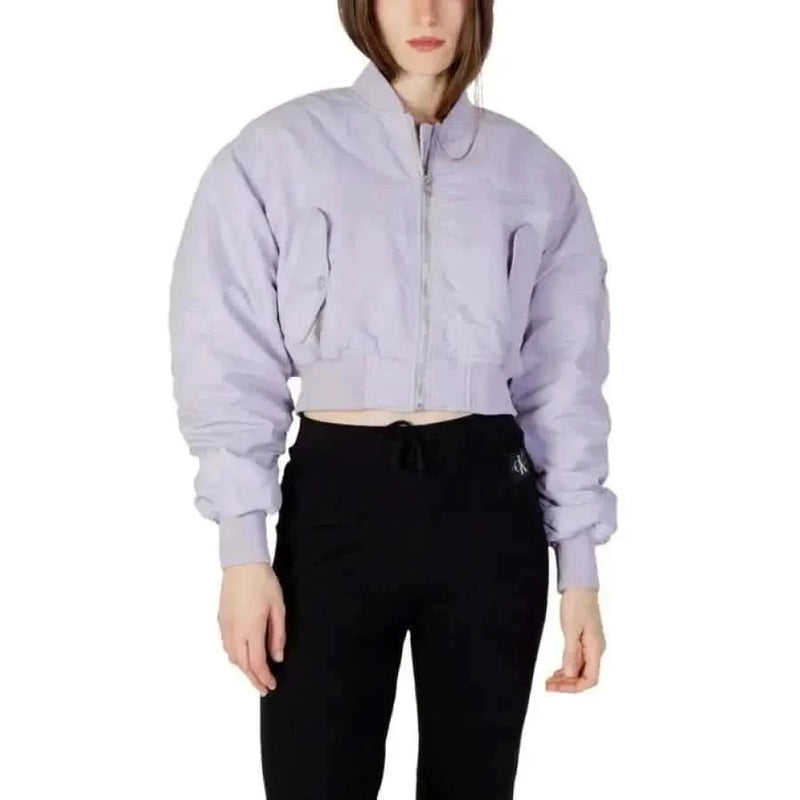 Cropped lavender bomber jacket with zipper front from Calvin Klein Jeans - Women Jacket