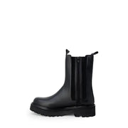 Cult Black Leather Chelsea Ankle Boots with Chunky Sole and Zipper