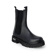 Cult Black Leather Ankle Boots for Women: Glossy Finish, Chunky Sole