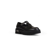 Black leather mary jane shoe with chunky platform sole and silver buckle from Cult Women leather sandals