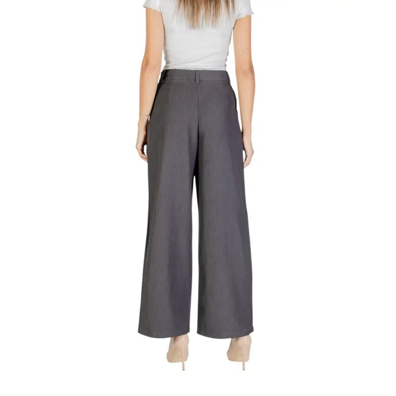 Dark gray high-waisted wide-leg trousers from Grey Women Fall Winter Trousers collection