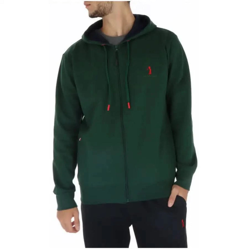 Dark green zip-up hoodie with red logo from U.S. Golf Club for men’s comfort and style