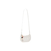 Desigual beige polyester shoulder bag with zip pocket featuring a sleek white crossbody design and colorful charm