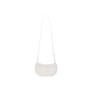 Desigual beige polyester shoulder bag with soft off-white faux fur and slender silver chain crossbody strap