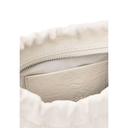 Desigual beige polyester shoulder bag with cream leather interior silver zipper and embossed brand name panel