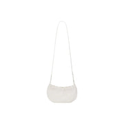 Desigual beige polyester shoulder bag with soft off-white faux fur and slender silver chain crossbody strap