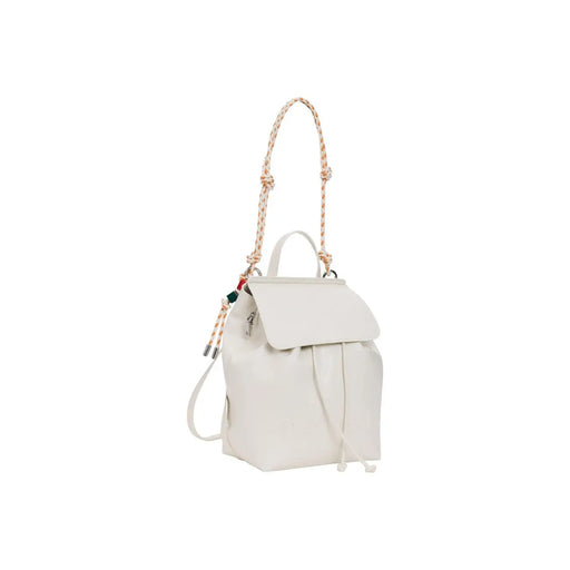 Desigual beige rucksack made of cream-colored leather with braided rope shoulder strap and drawstring closure